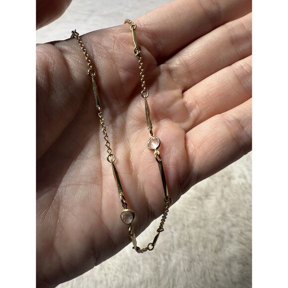 Vtg 80s SIMULATED DIAMOND ACCENT NECKLACE BOX GOLDTONE CZ 20” Twist Closure - Picture 1 of 3